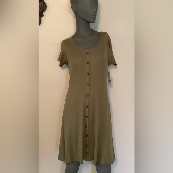 Sonoma Womens Dress Sage Green Short Sleeve Knit Button Down Size M NWT - Picture 1 of 4